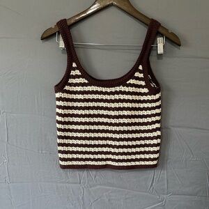 Madewell Brown and Cream Striped Crop Top
